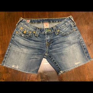 True Religion low rise denim cut-off shorts size 27